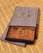 KANCHI COTTON SAREE WITH CONTRAST ZARI BORDER