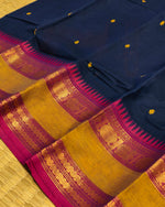 KANCHI COTTON SAREE WITH CONTRAST BORDER