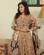HAND BLACK PRINTED CREAM ANARKALI SET