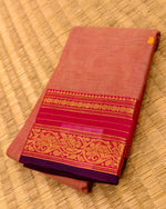 KANCHI COTTON SAREE WITH CONTRAST ZARI BORDER