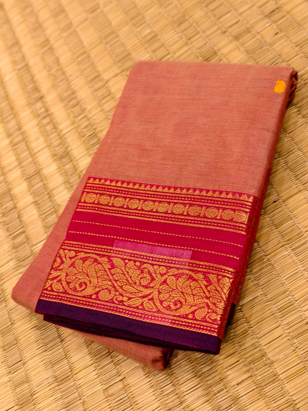 KANCHI COTTON SAREE WITH CONTRAST ZARI BORDER