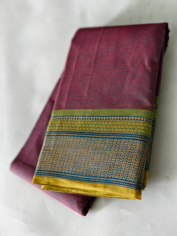 KANCHI COTTON DUAL TONE WITH CONTRAST ZARI BORDER