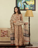 HAND BLACK PRINTED CREAM ANARKALI SET