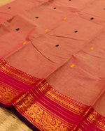 KANCHI COTTON SAREE WITH CONTRAST ZARI BORDER