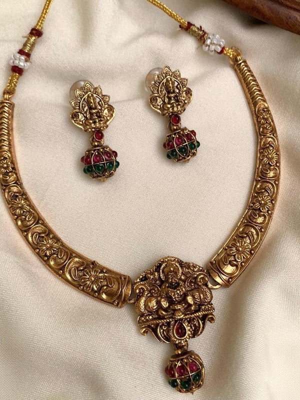Classic necklace and lakshmi jhumka set