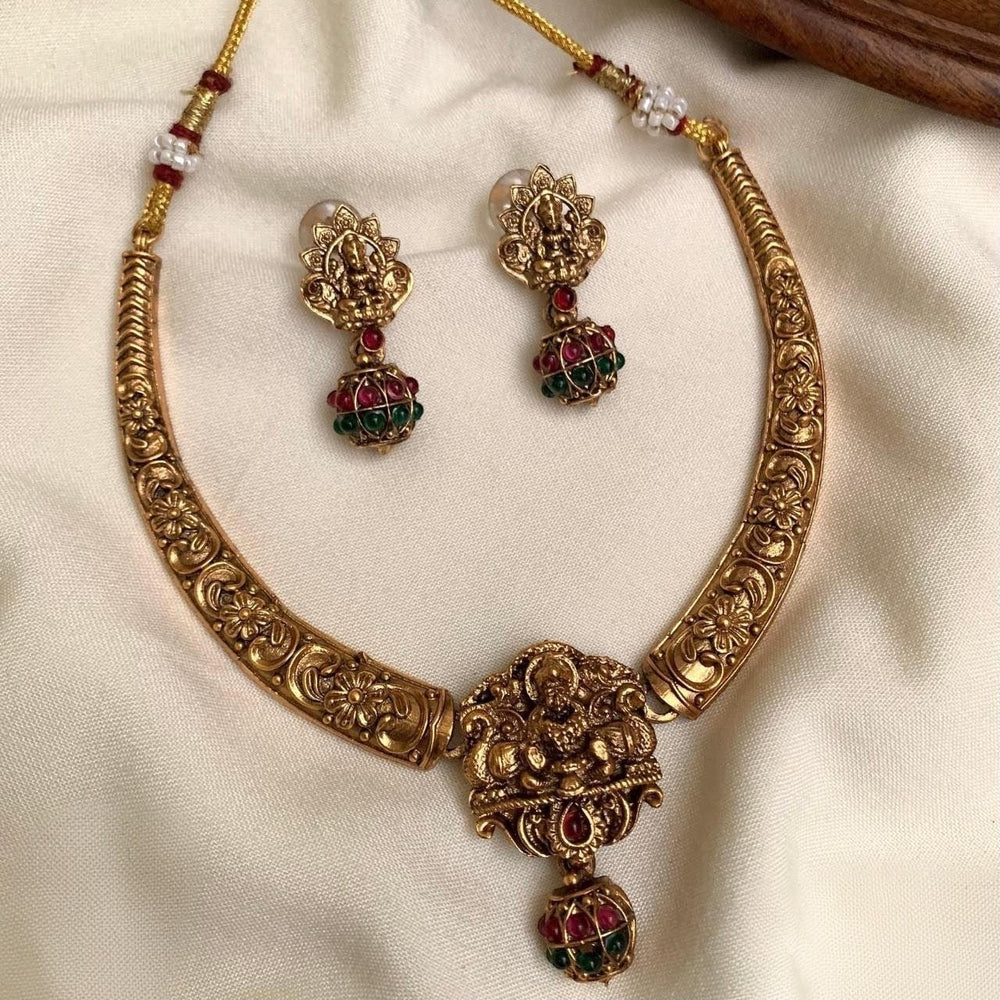 Classic necklace and lakshmi jhumka set