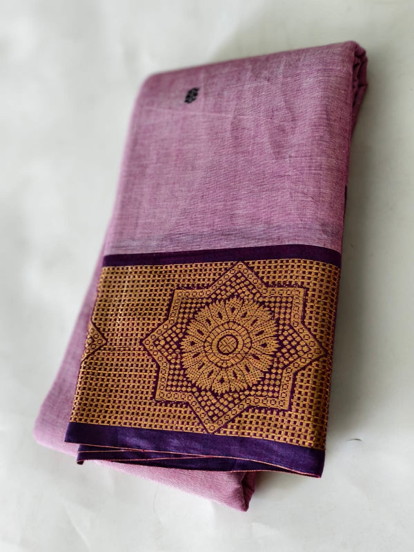 KANCHI COTTON SAREE WITH CONTRAST ZARI BORDER