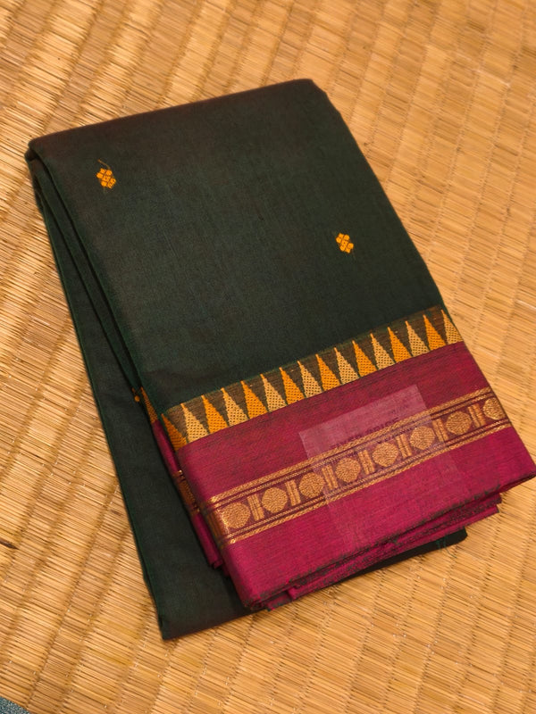 KANCHI COTTON SAREE WITH BUTTA CONTRAST BORDER