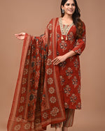 MAROON HAND BLOCK PRINTED SUIT WITH DUPATTA