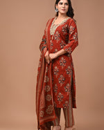 MAROON HAND BLOCK PRINTED SUIT WITH DUPATTA