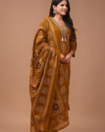 MUSTARD HAND BLOCK PRINTED SUIT WITH DUPATTA
