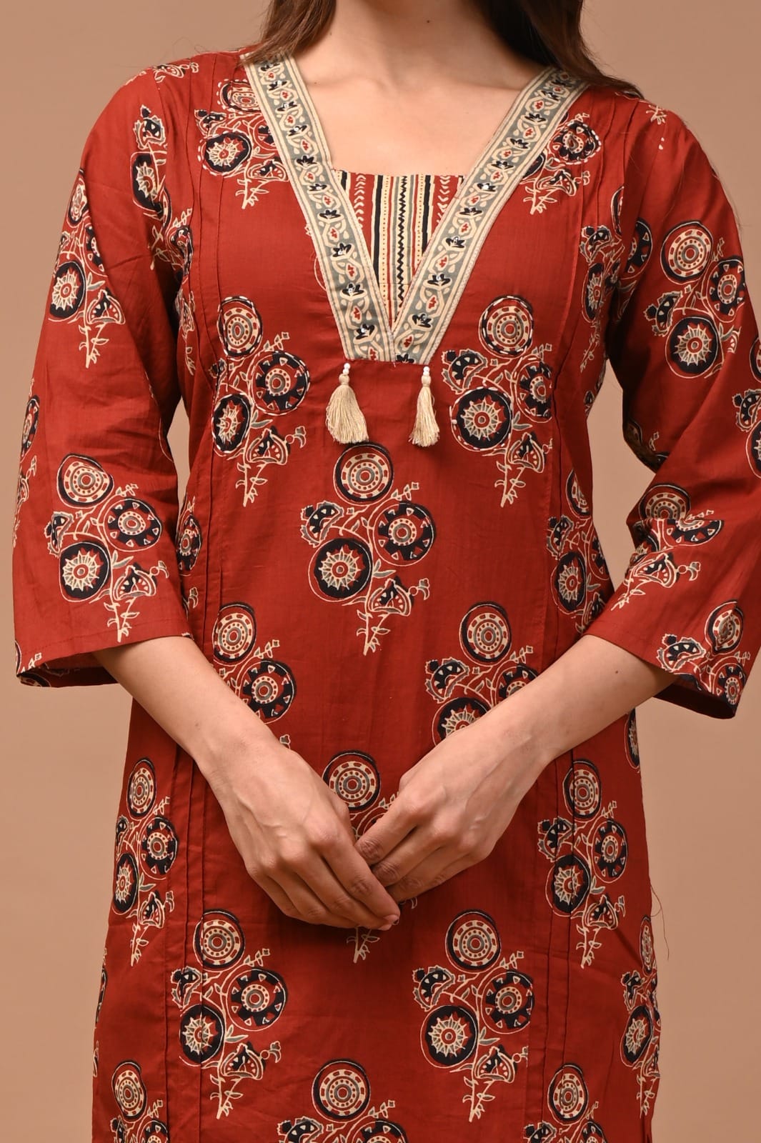 MAROON HAND BLOCK PRINTED SUIT WITH DUPATTA
