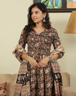 HAND BLOCK PRINTED BLACK ANARKALI SET