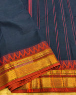 KANCHI COTTON SAREE WITH CONTRAST ZARI BORDER