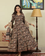 HAND BLOCK PRINTED BLACK ANARKALI SET