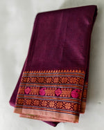 KANCHI COTTON SAREE WITH CONTRAST ZARI BORDER