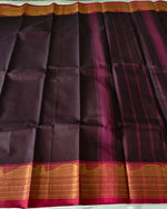 KANCHI COTTON SAREE WITH CONTRAST RED ZARI BORDER