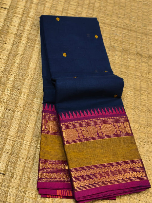 KANCHI COTTON SAREE WITH CONTRAST BORDER