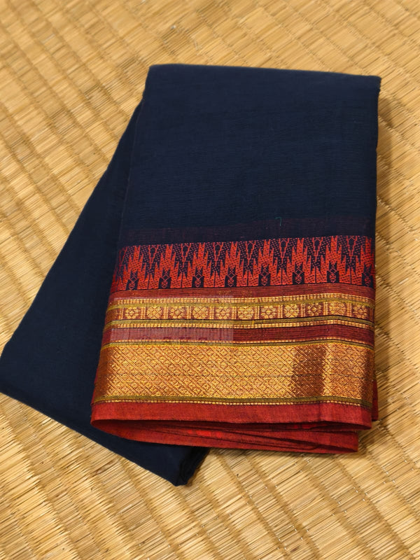 KANCHI COTTON SAREE WITH CONTRAST ZARI BORDER