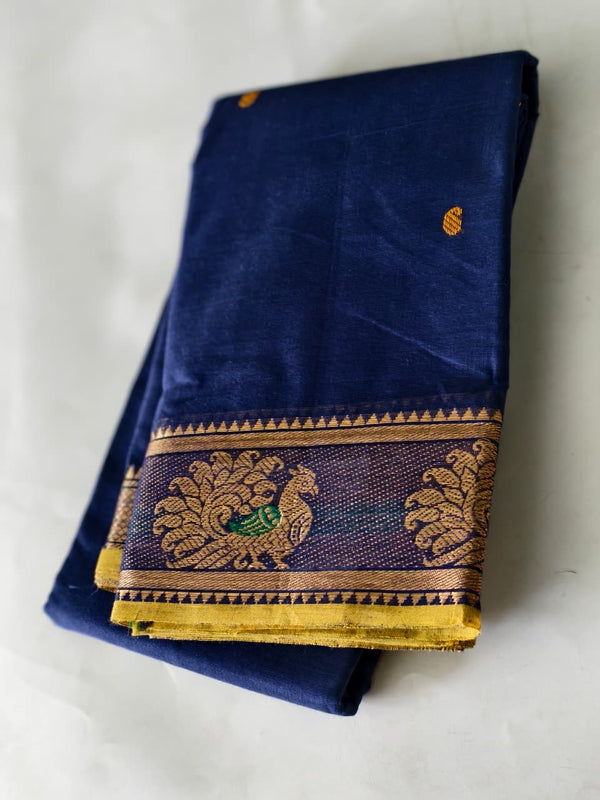 KANCHI COTTON SAREE WITH CONTRAST ZARI BORDER