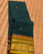 KANCHI COTTON SAREE WITH CONTRAST GANGA JAMUNA ZARI BORDER